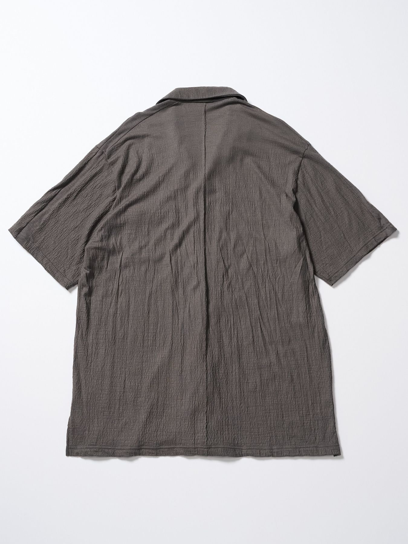【予約品 1月25日(日) 締切】ex.comfy wool open collar shirt / サマーウール オープンカラーシャツ / スチールグレー