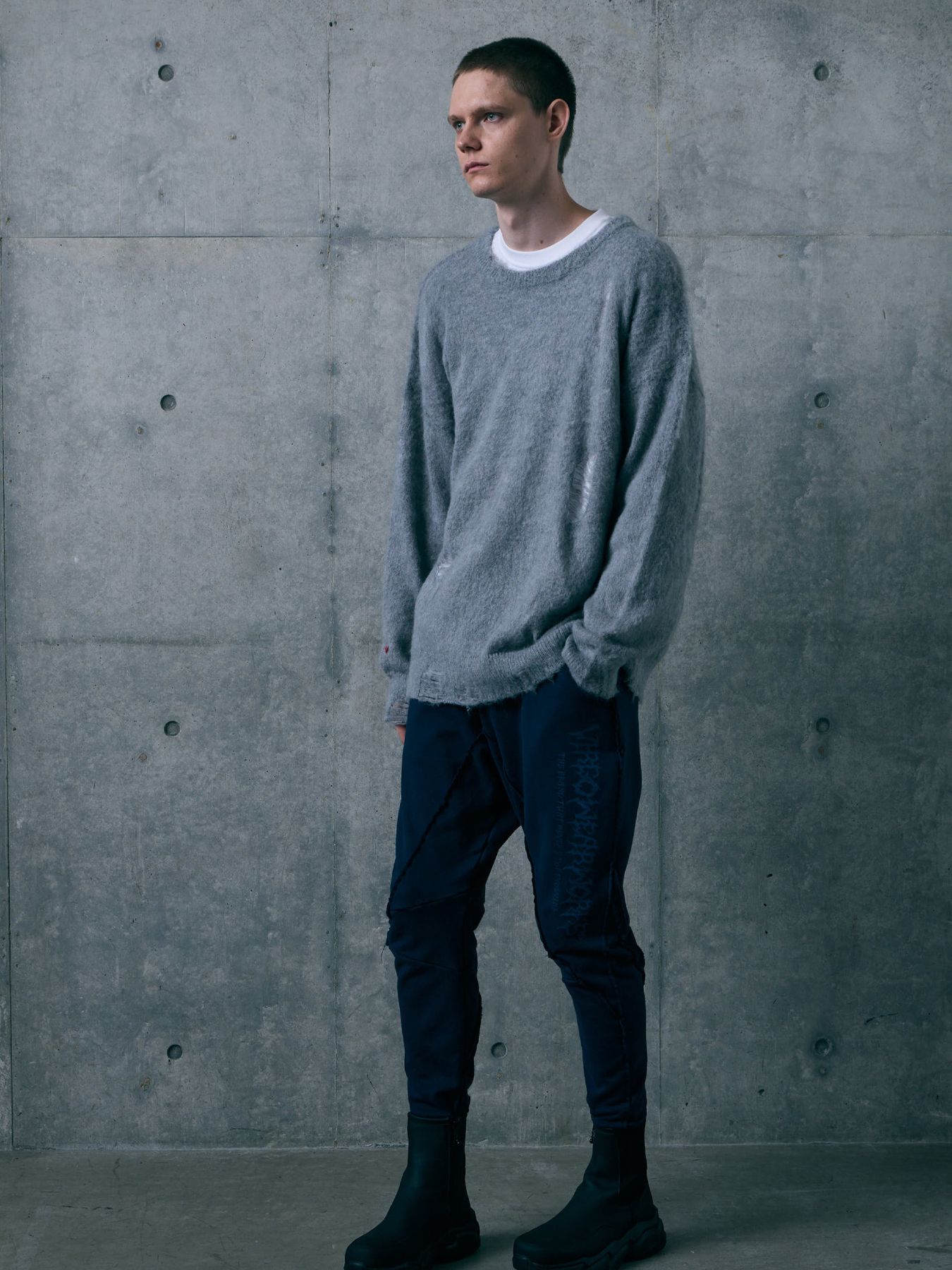 NANCY MOHAIR / モヘア クルーネックニット / GRAY