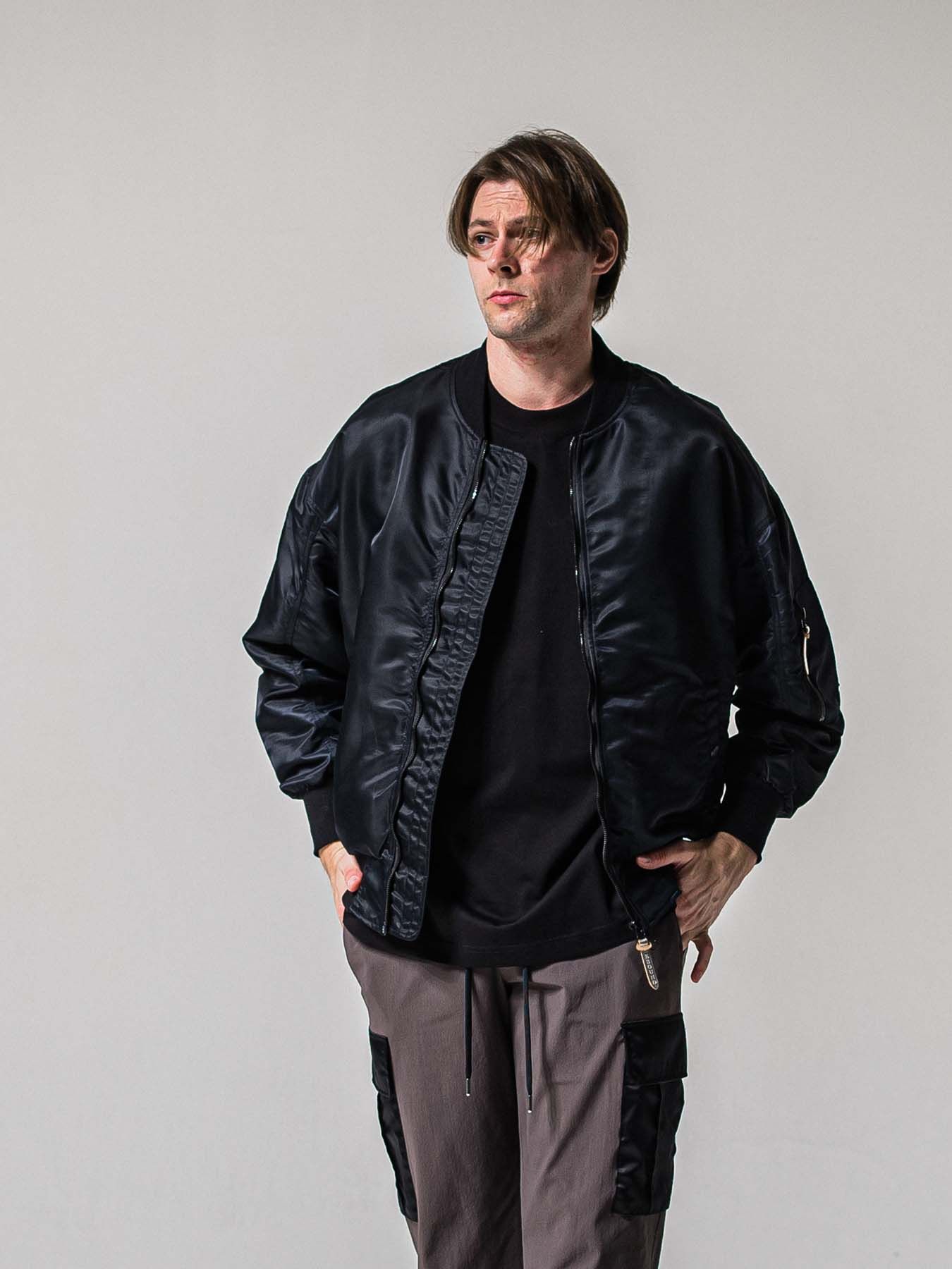 【予約品 11月16日(日) 締切】LIGHT DAVID JACKET / ドロップショルダー フライトジャケット / ナイロンブラック