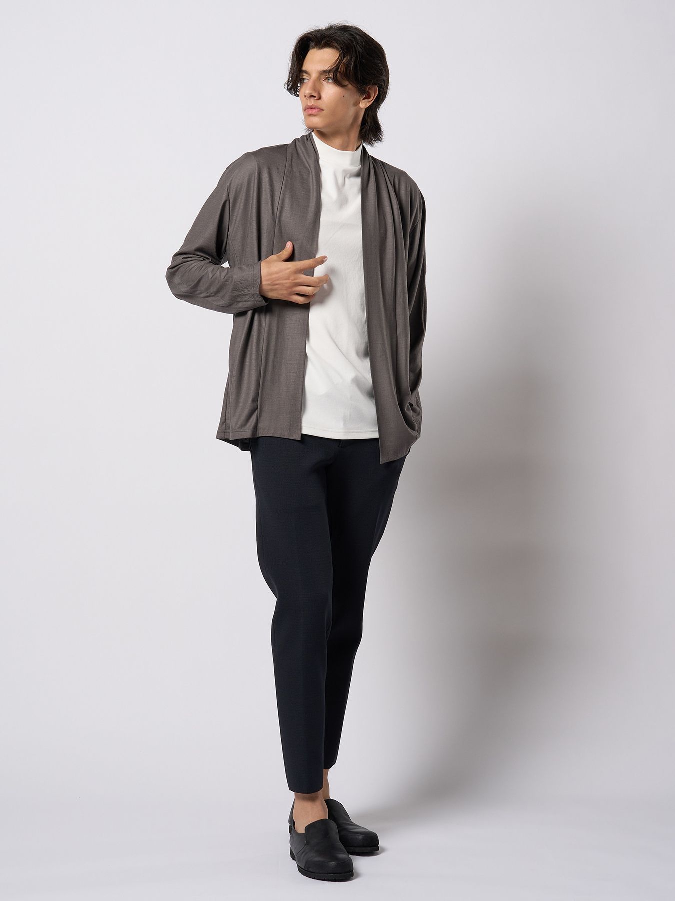 【予約品 9月23日(火) 締切】ex.comfy wool cardigan / エクスコンフィーウール カーディガン / スチールグレー