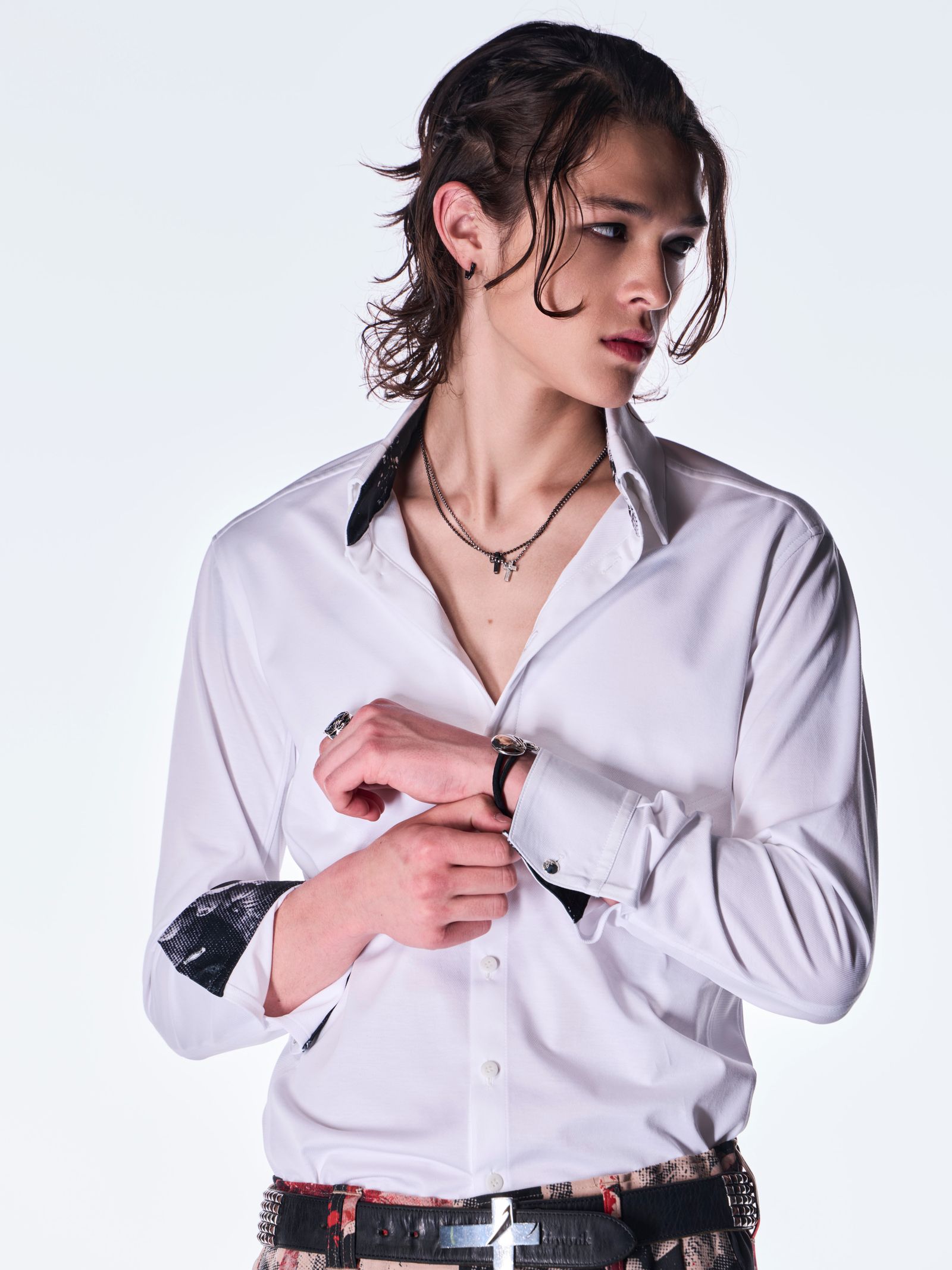 【予約品 6月29日(月) 締切】Fancy Twill Cuffs Button Shirt / カフスボタンシャツ / ホワイト