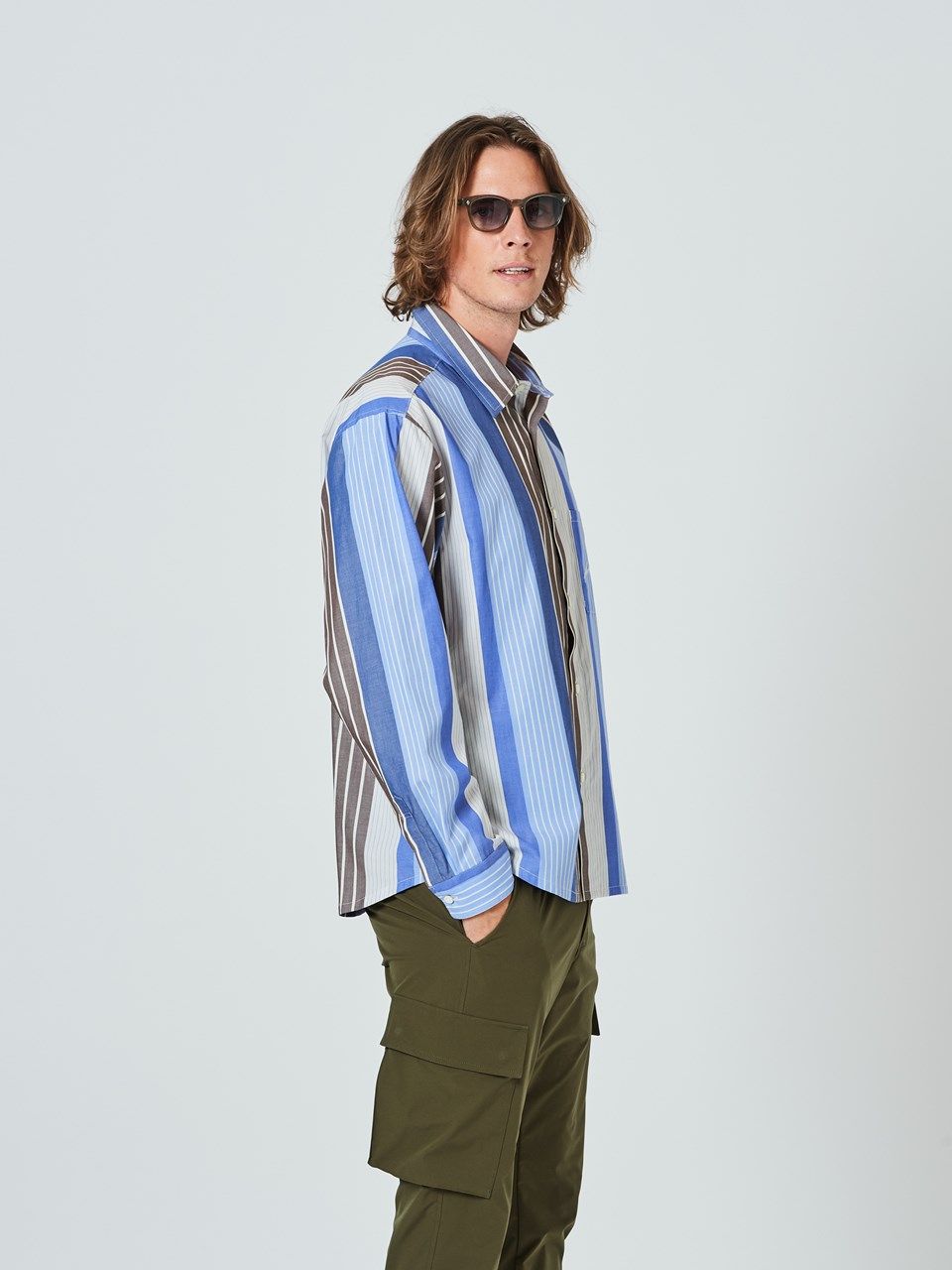 (予約品2023年10月19日18時締め) Random Stripe Shirts Jacket / シャツジャケット / ブルー