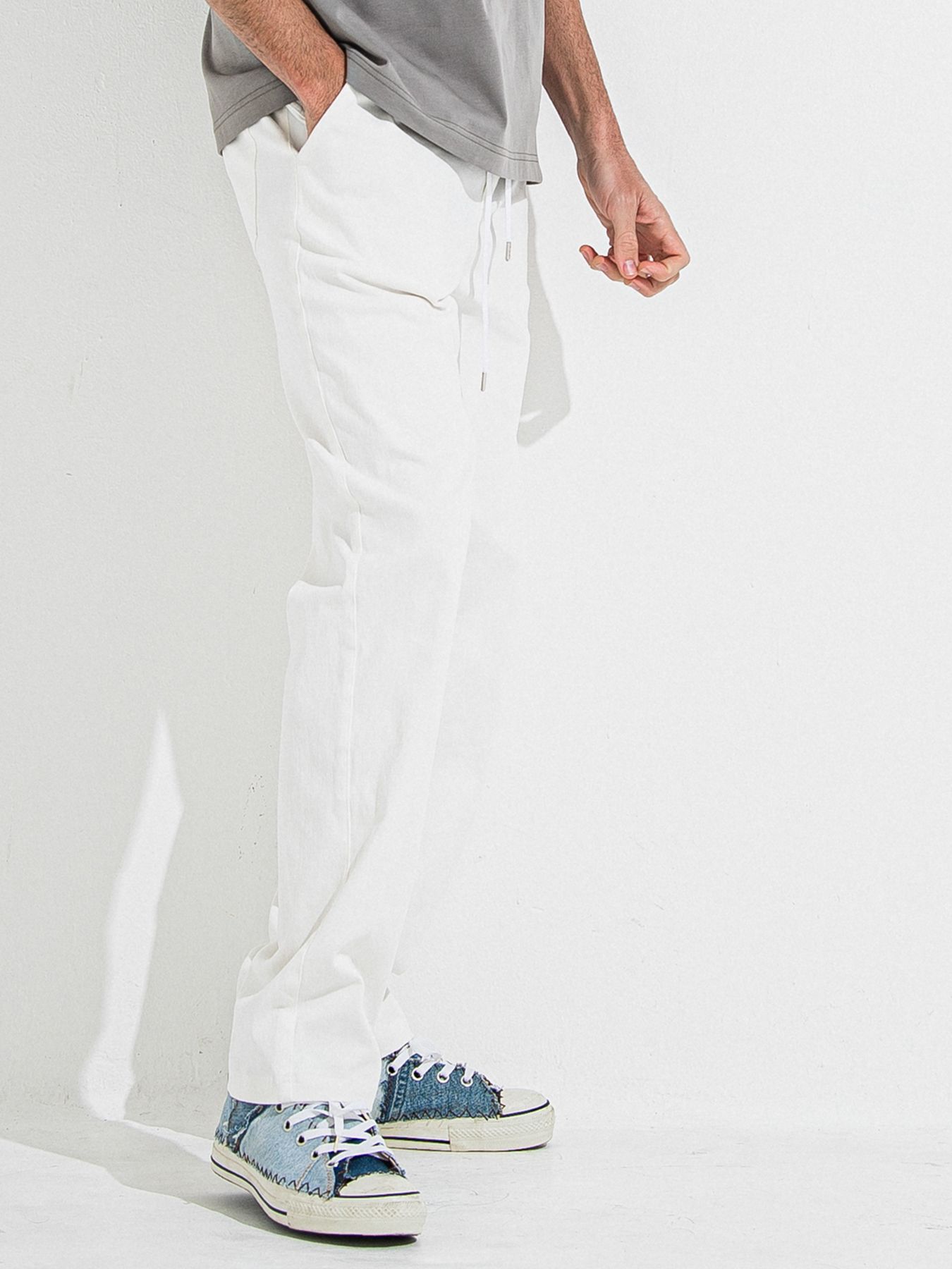 DENIM JERSEY WIDE PT / デニムジャージワイドパンツ / ホワイト