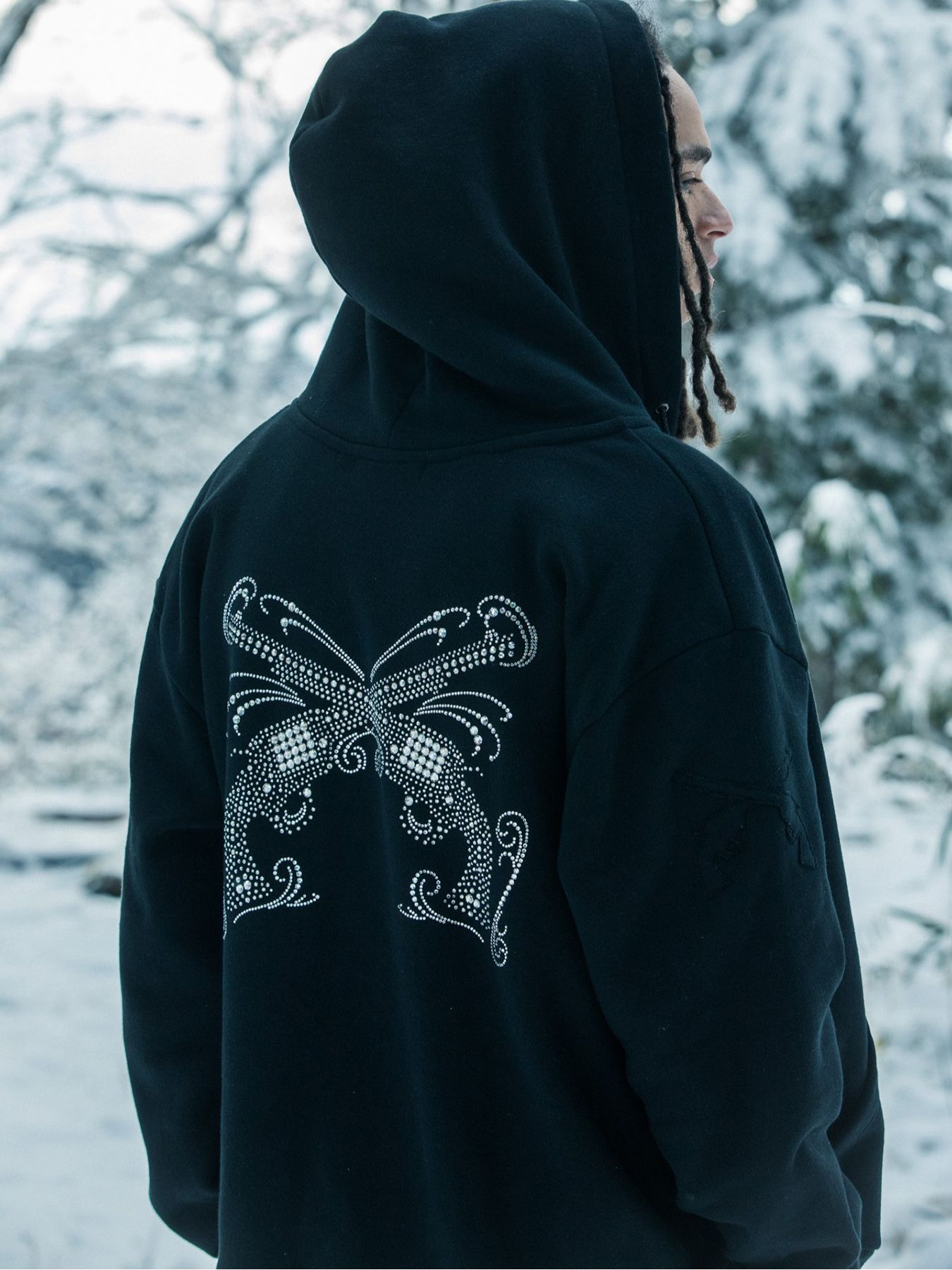 【予約品 3月9日(月) 18:00 締切】CROSSGUN CRY HOODIE / クリスタルクロスガン ジップフーディ / ブラック