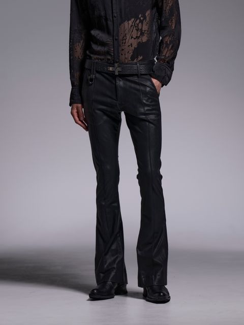 【予約品 1月4日(日) 締切】Coating Flare Skinny Slacks / コーティング フレアスキニースラックス / ブラック