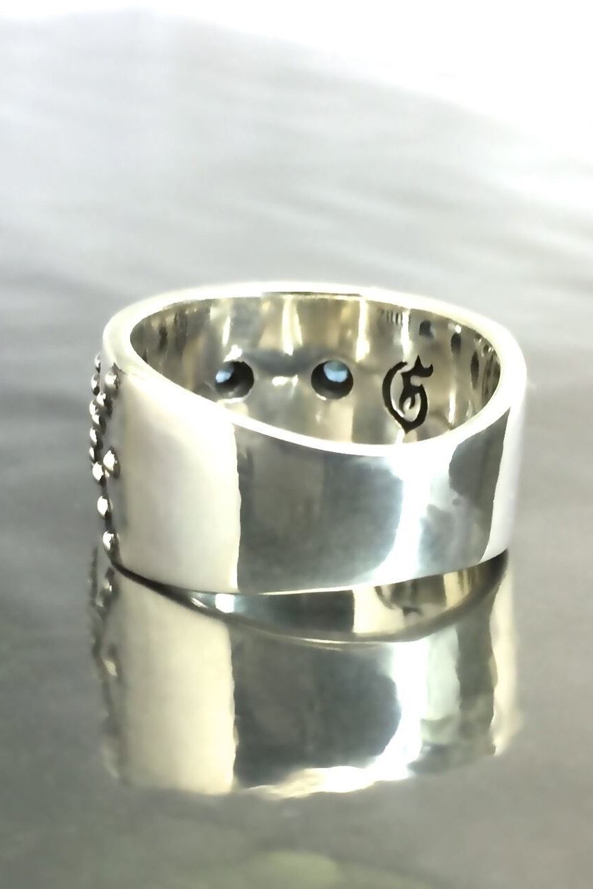 《受注生産》 STUD RING [B] with BLUE TOPAZ ブルートパーズ リング 【GOD SIZE】 注文から2～3週間後入荷予定