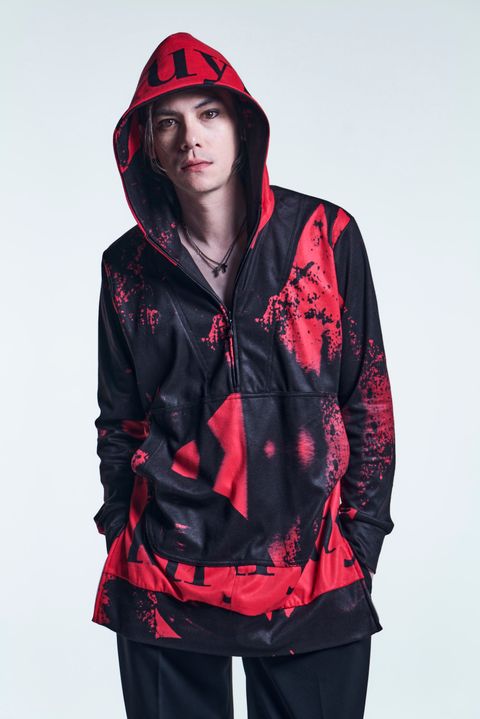 ZippHoodie InkJetFleece / Black&Red 【kiryuyrik】