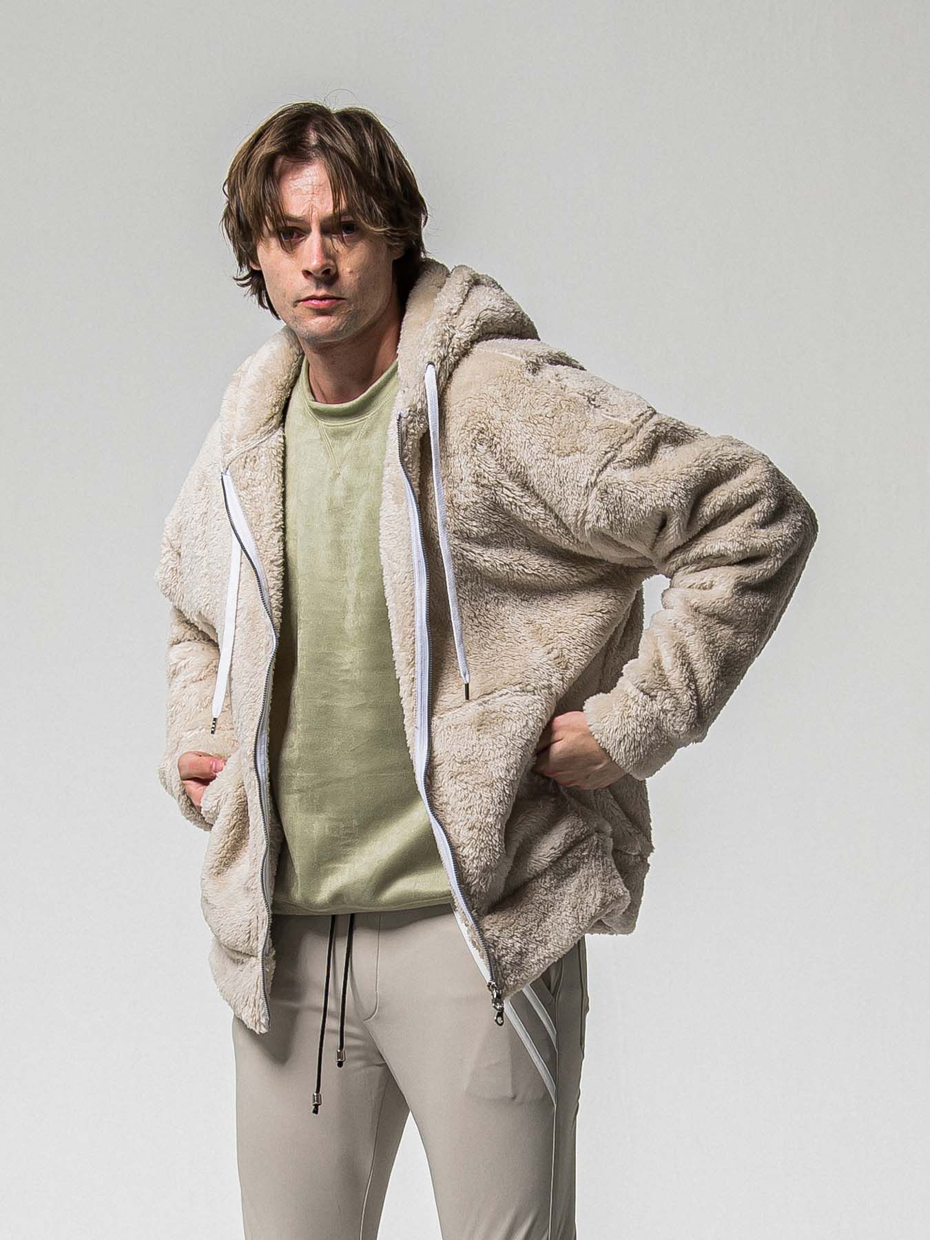 【予約品 】BOA ZIP LOOSE HOODIE / ボア ジップ ルーズフーディ / ブラウン