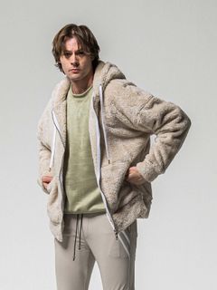 【予約品 】BOA ZIP LOOSE HOODIE / ボア ジップ ルーズフーディ / ブラウン