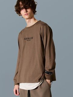 LOGO ZIP TEE×TANK TOP TシャツXタンクセット / モカチャコール×ベージュ