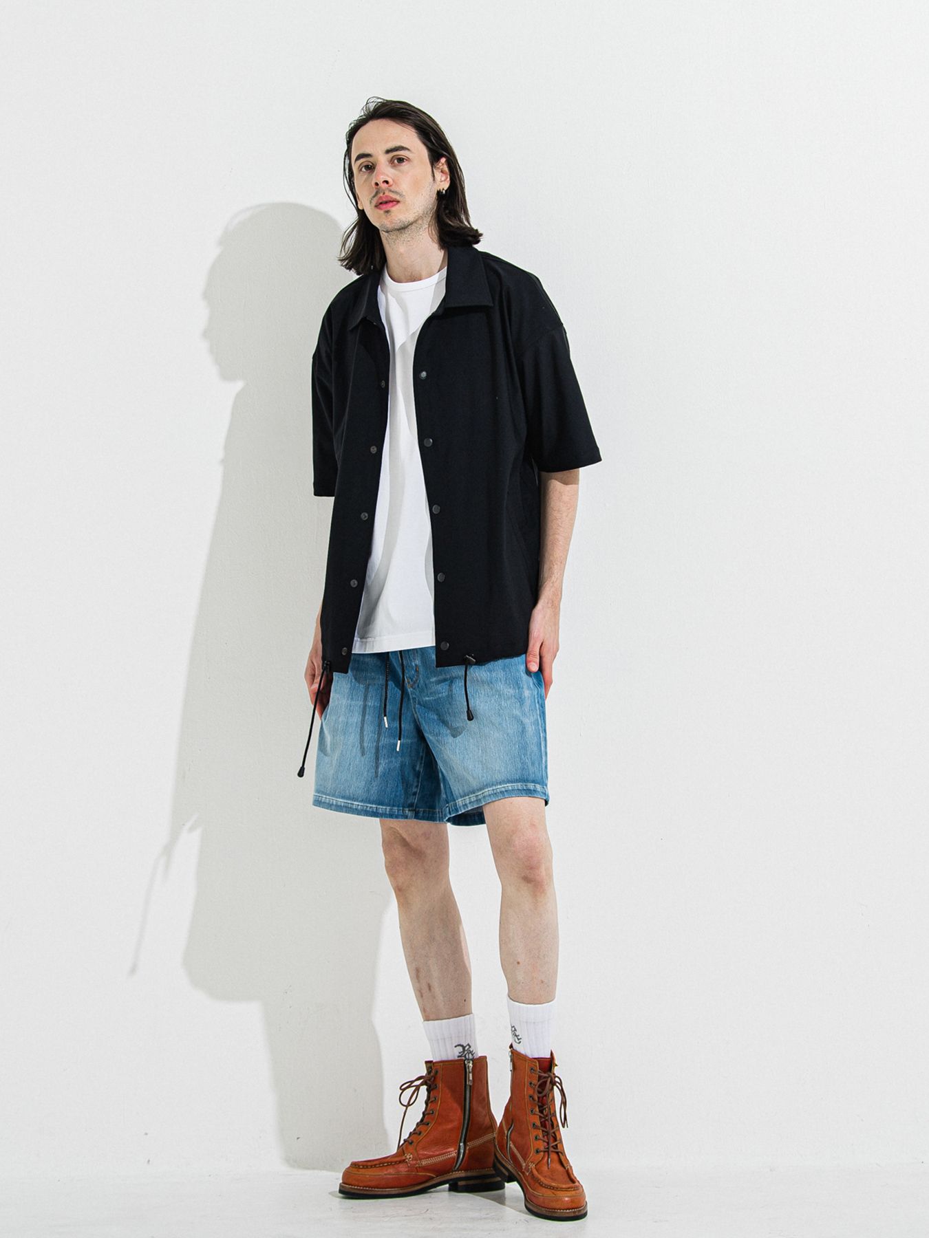 【予約品】NYLON HALF COACH JACKET / ナイロンハーフコーチジャケット / ブラック
