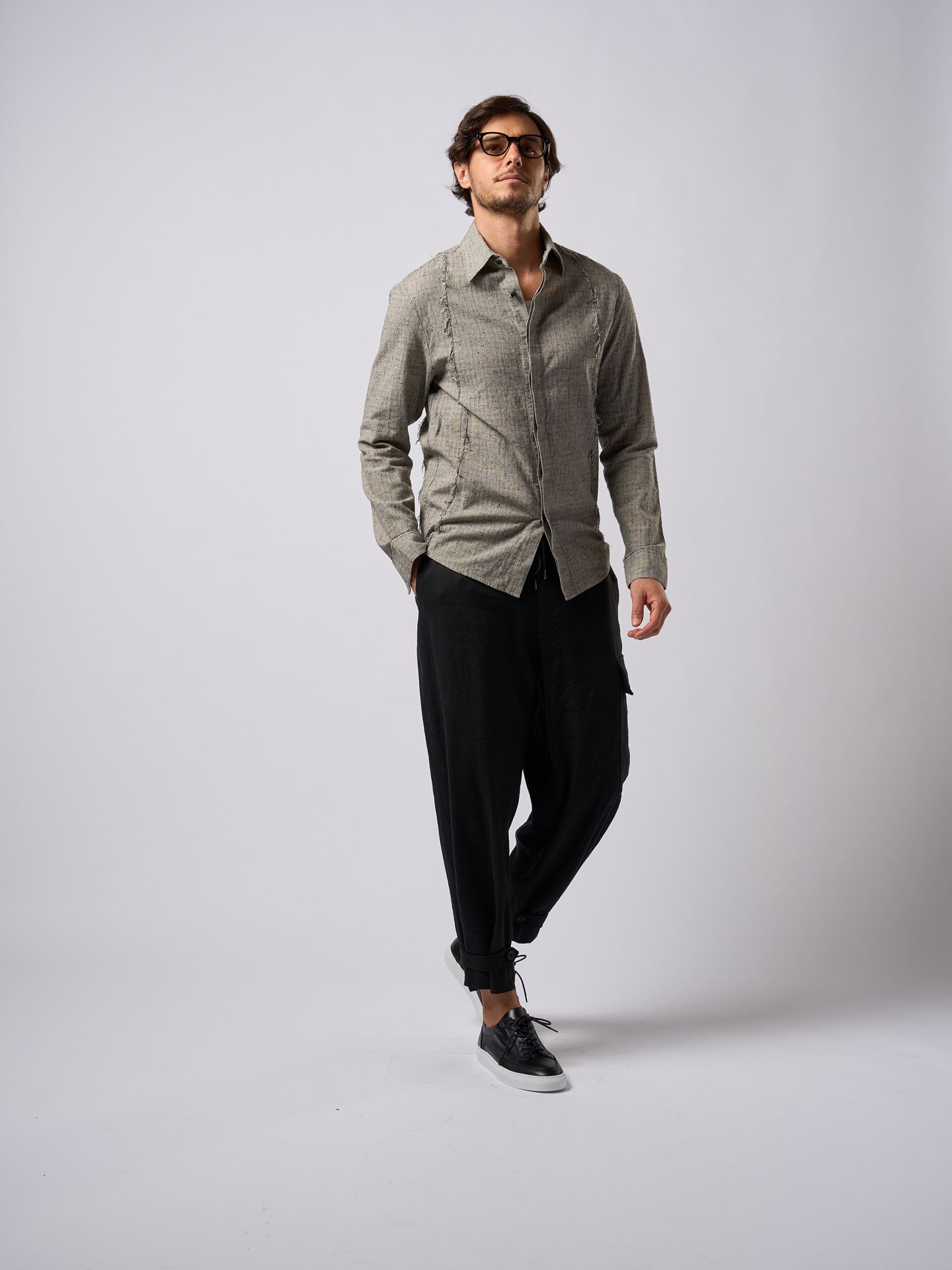 【予約品9月19日 10時締め】 switching texture shirt / シャツ / ナチュラル