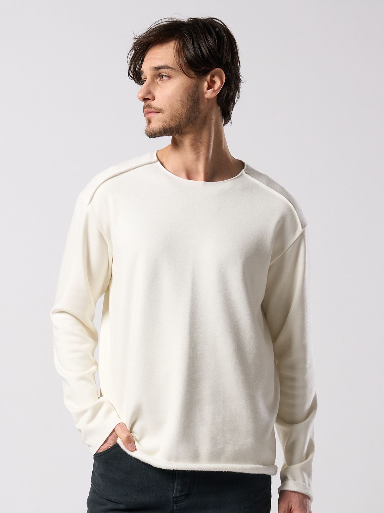 【予約品 4月19日(日) 18時締切】back boa cut-off crew / バックボア カットオフ クルーネック/ ホワイト