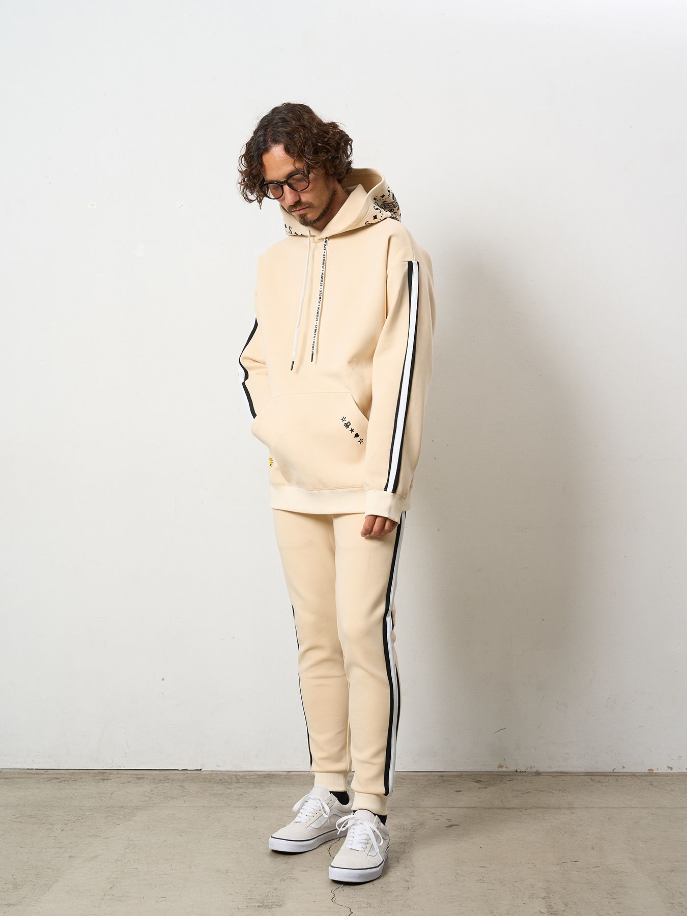 【予約品 5月8日(木) AM10時 締切】 T-Rストレッチポンチ スターノルディックフロッキー ラインリブパンツ / オフホワイト