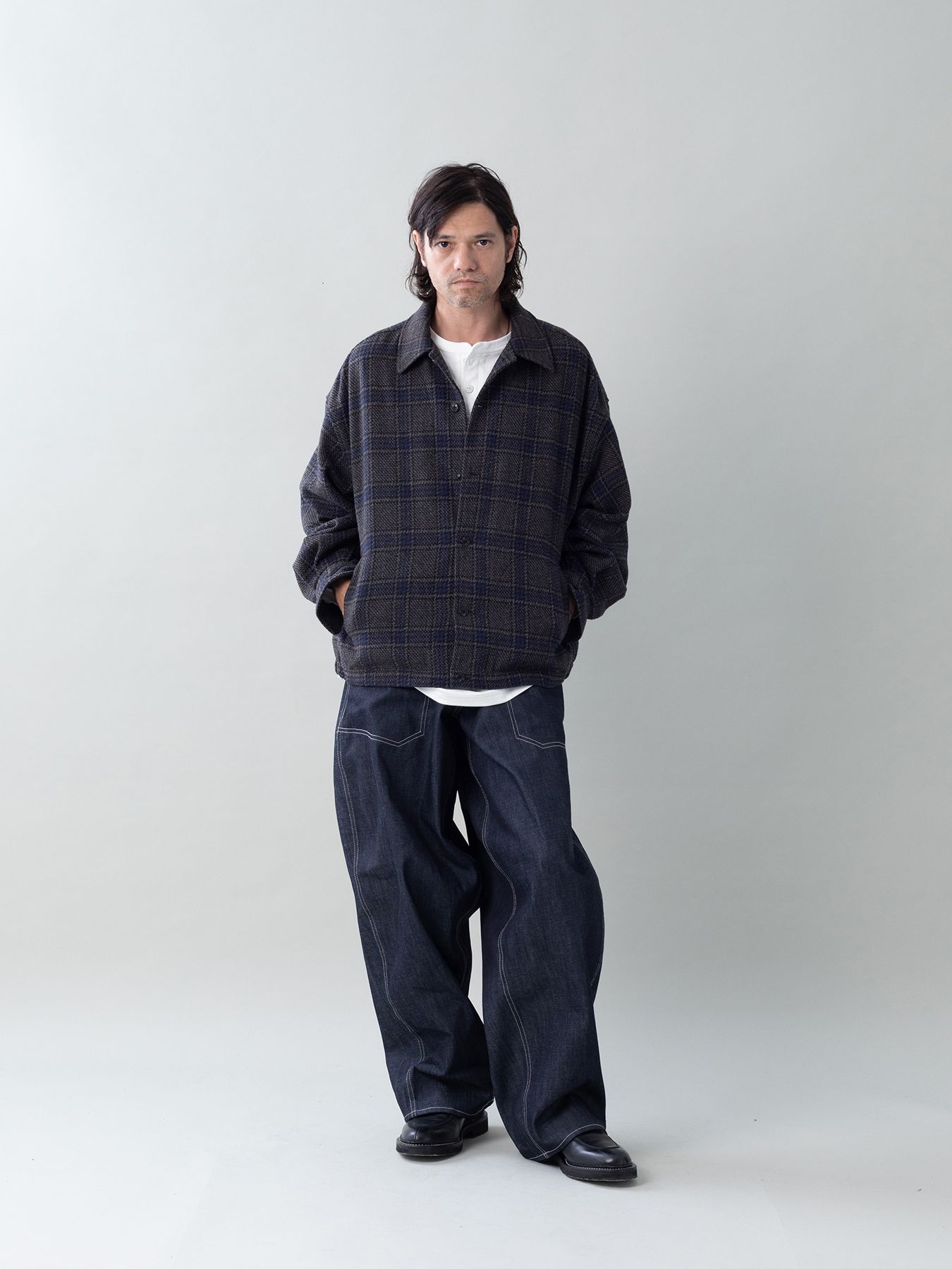 【予約品 5月6日(水) 締切】WOOLCHECK-SPORTJACKET / ヴィンテージシャツジャケット / ネイビー系