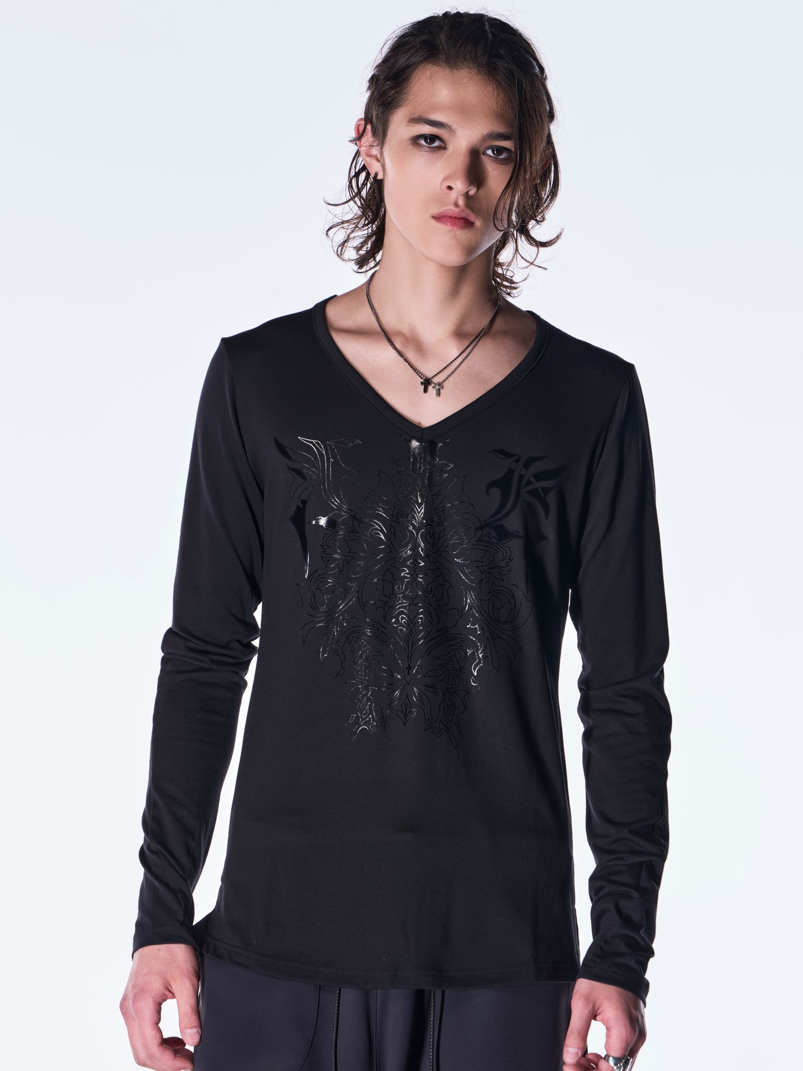 【予約品 6月29日(月) 締切】BEATENJIKU V Neck T-Shirt / Vネック Tシャツ / ブラック