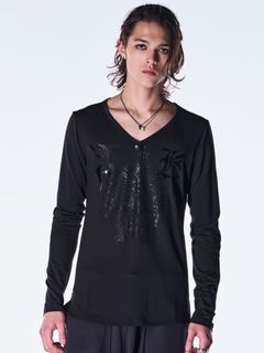 【予約品 6月29日(月) 締切】BEATENJIKU V Neck T-Shirt / Vネック Tシャツ / ブラック