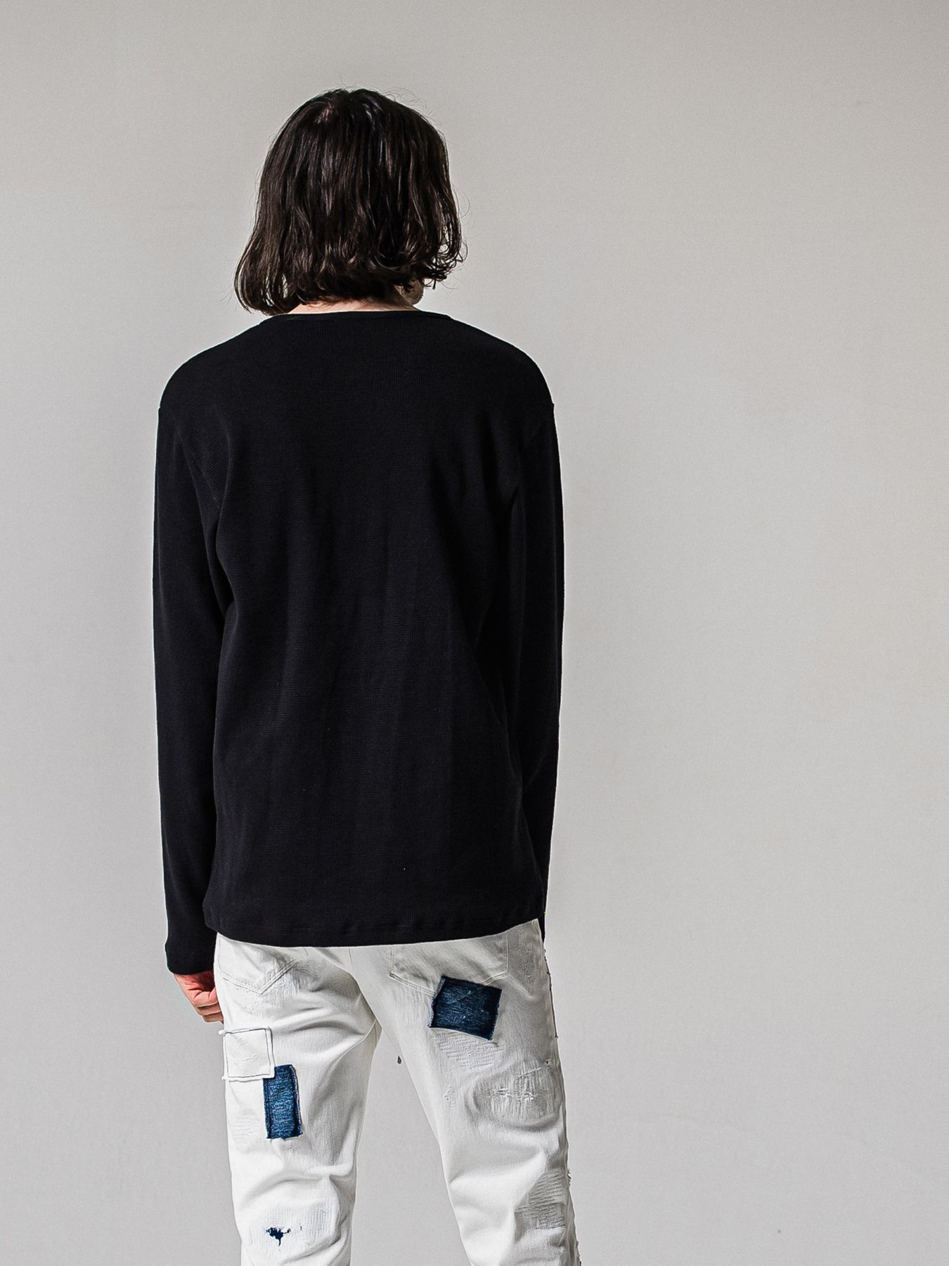 【予約品 11月16日(日) 締切】WAFFLE HENRY / ワッフルサーマル ヘンリーネック / ブラック