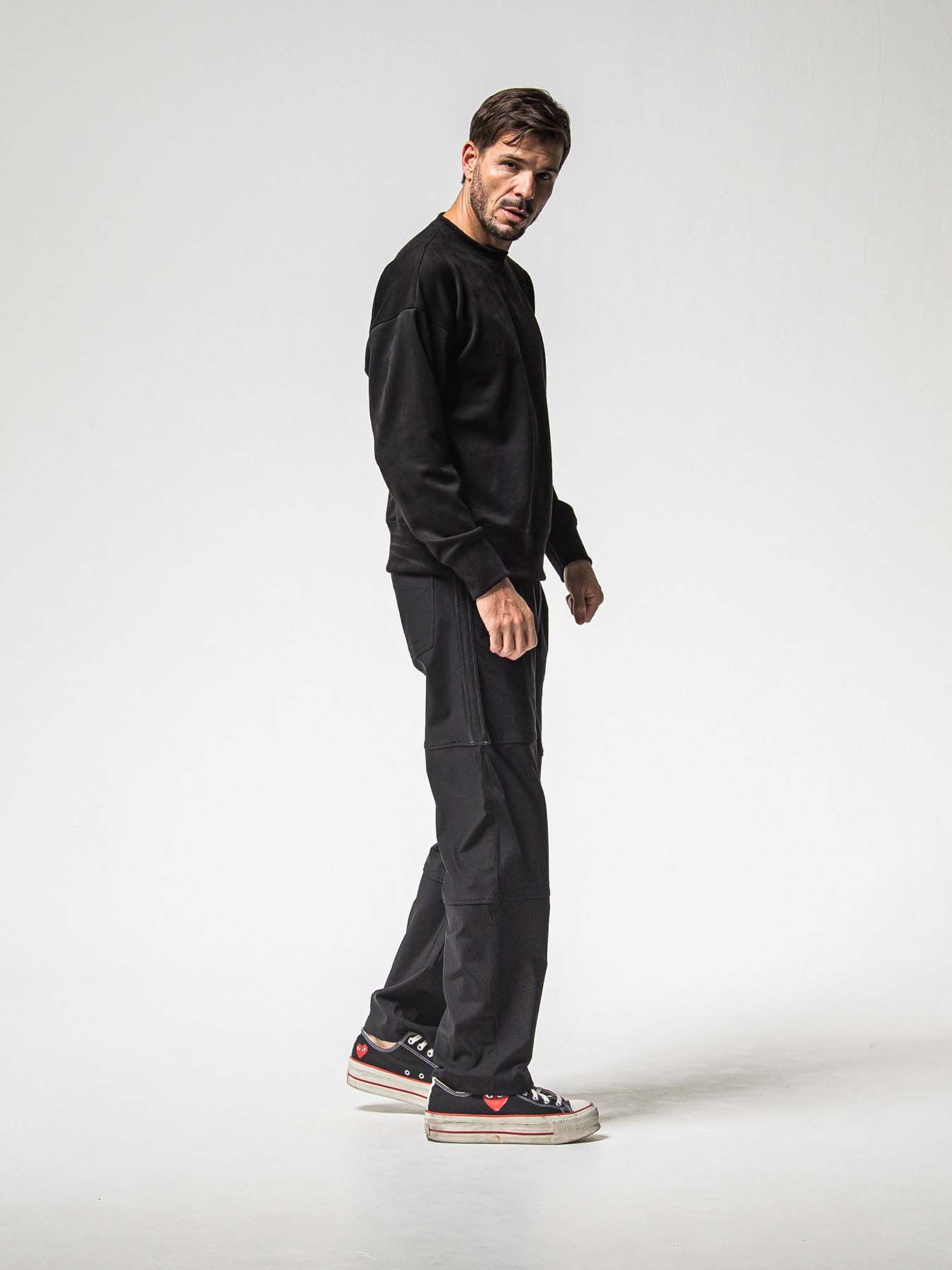 【予約品 8月31日(日) 締切】SUEDE DROP TRAINER / スウェード ドロップショルダートレーナー / ブラック