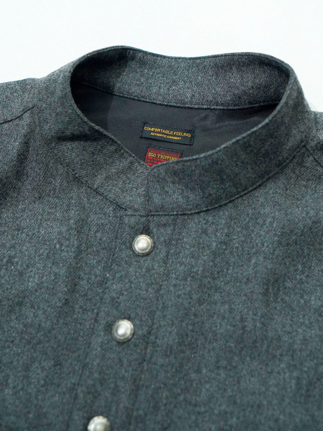 【予約品 】Bojour / ウール デザインシャツ / 杢グレー