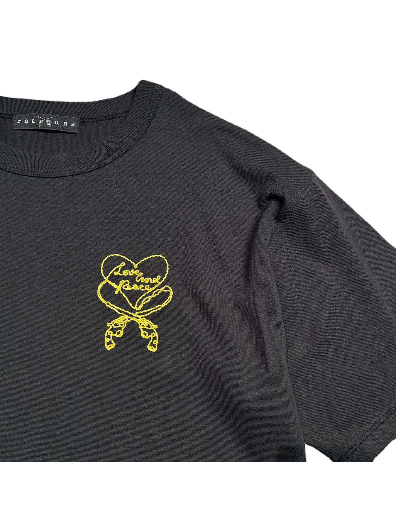 【予約品 8月10日(日) 締切 】HEART CORD EMB S/S T / ハートコード Tシャツ / 刺繍 ブラック×イエロー