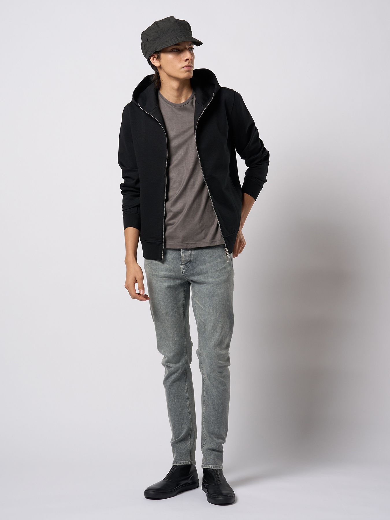 【予約品 9月23日(火) 締切】high neck zip-up parka / ハイネック ジップアップパーカー / ブラック