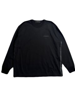 サイドクロスガンテープライン 長袖Tシャツ/ ブラック