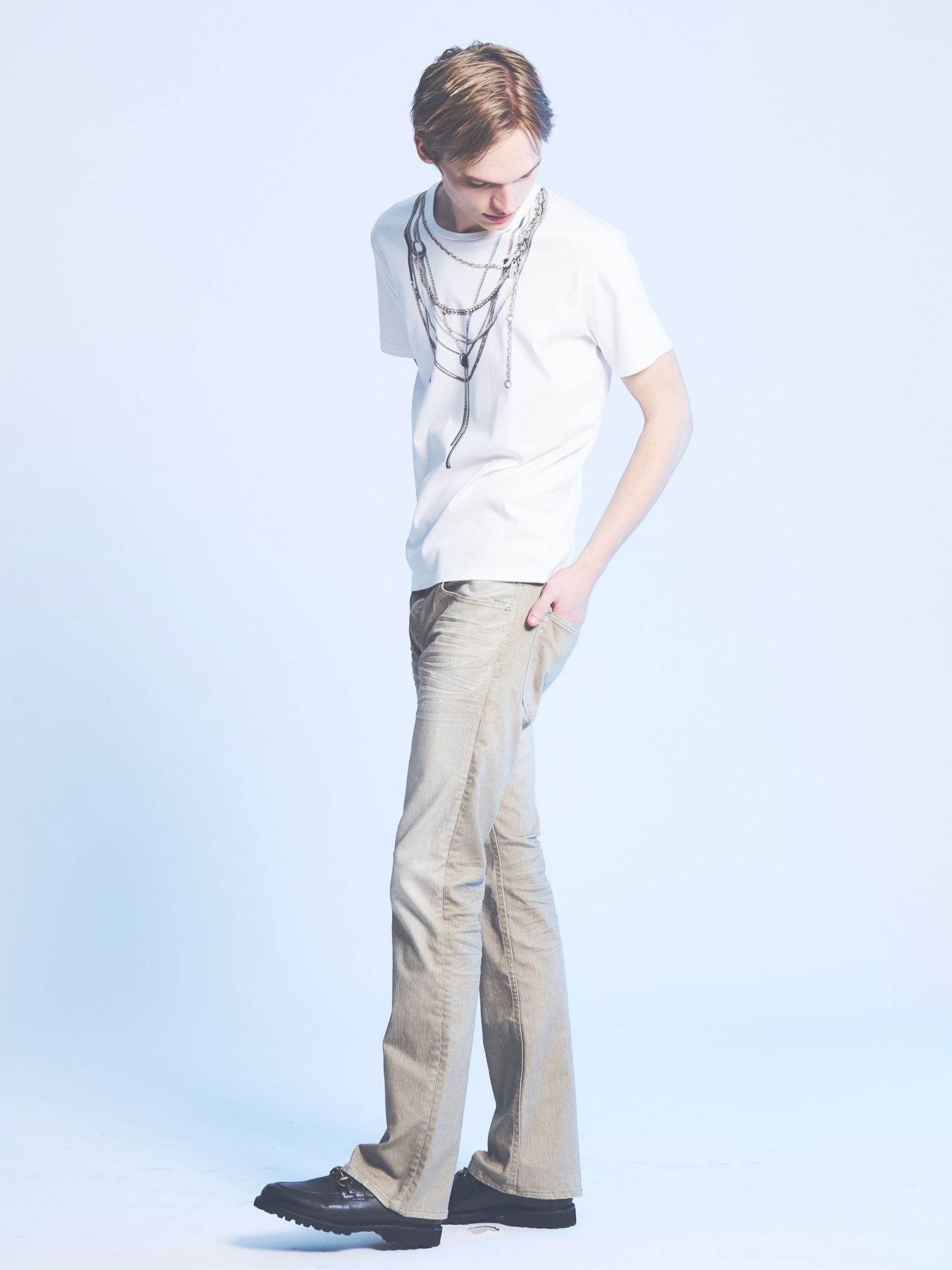 《YArKA × 5351》ネックレス プリント 半袖 Tシャツ / ホワイト【5351 POUR LES HOMMES】