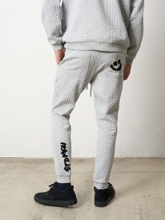 【予約品 5月8日(木) AM10時 締切】 ケーブルジャガードダブルフェイス サガラ刺繍リブパンツ / M.グレー