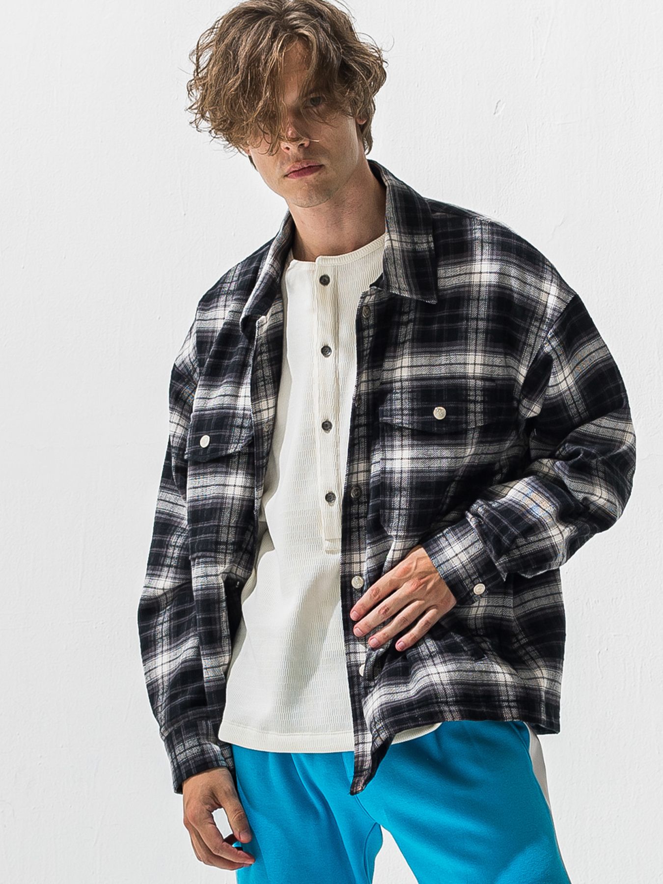 【予約品 9月6日(日) 締切】OLD SLUB CHECK JK / ヴィンテージ ネルジャケット / ブラック