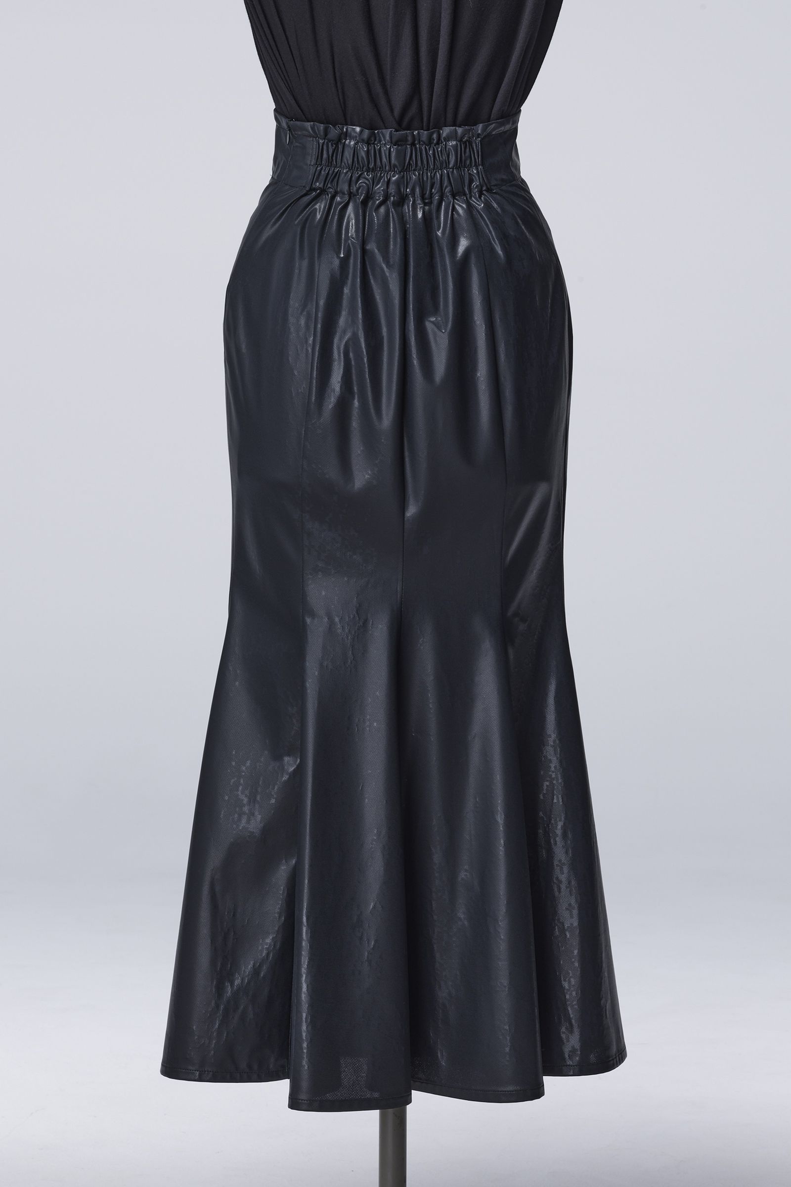 《予約》 Cross Dot Wet Print Mermaid Skirt / ブラック 【THE ONENESS】 11月入荷予定