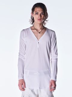 【予約品 6月29日(月) 締切】BEATENJIKU Henry Neck T-Shirt / ヘンリーネック Tシャツ / ホワイト