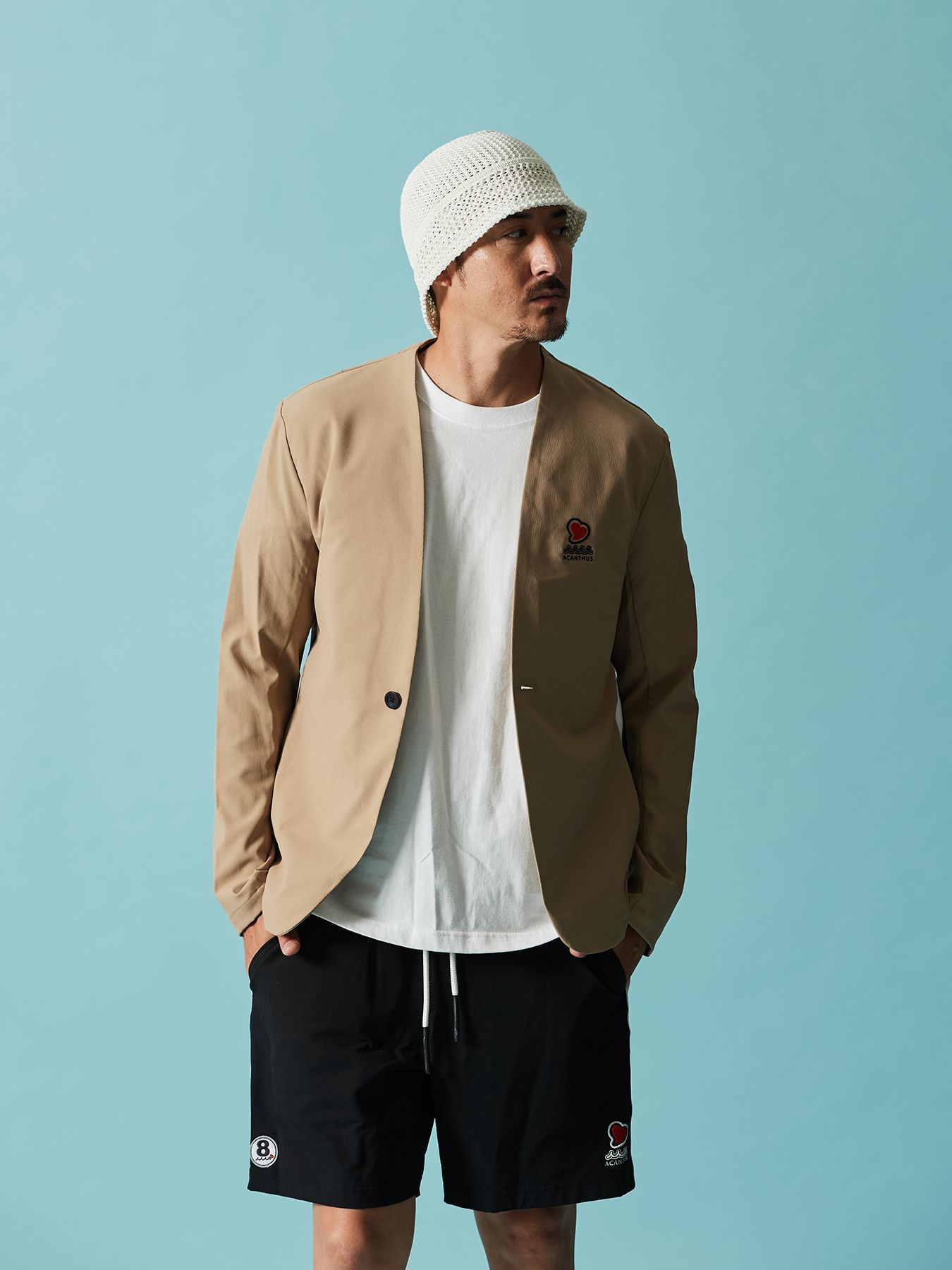 【予約品 10月9日(木) 締切】muta sweet no collar jacket / ノーカラージャケット / ベージュ【Acanthus × muta MARINE】