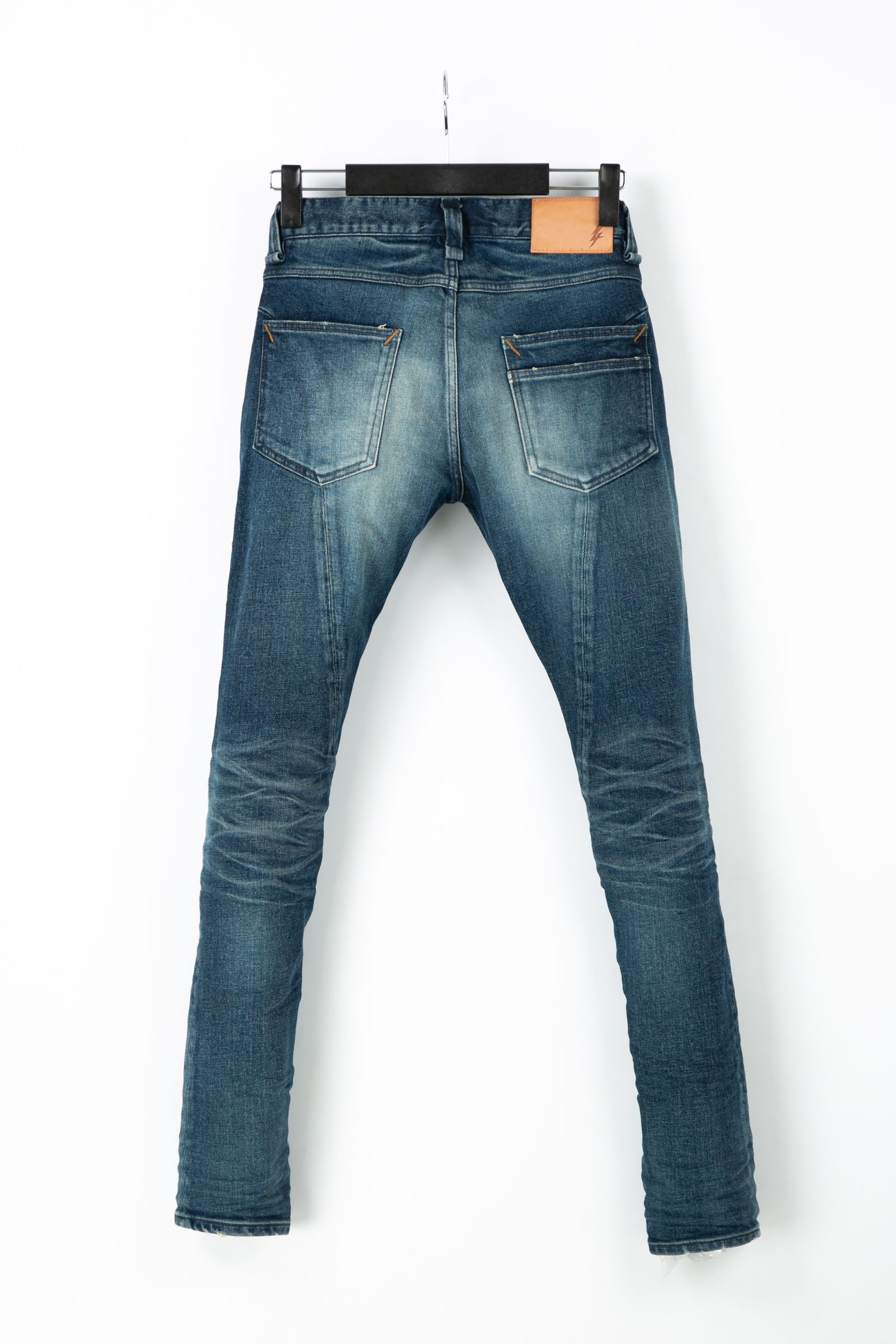 【予約品】 12.5oz オーガニックコットン ストレッチデニム スキニー ユーズド加工 / INDIGO 【STRUM】 《1月下~2月上 入荷予定》
