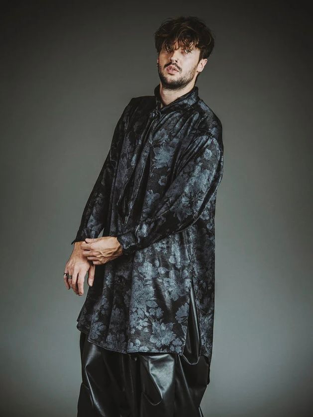 モディファイBIG-シャツ 花柄ストールロングシャツ