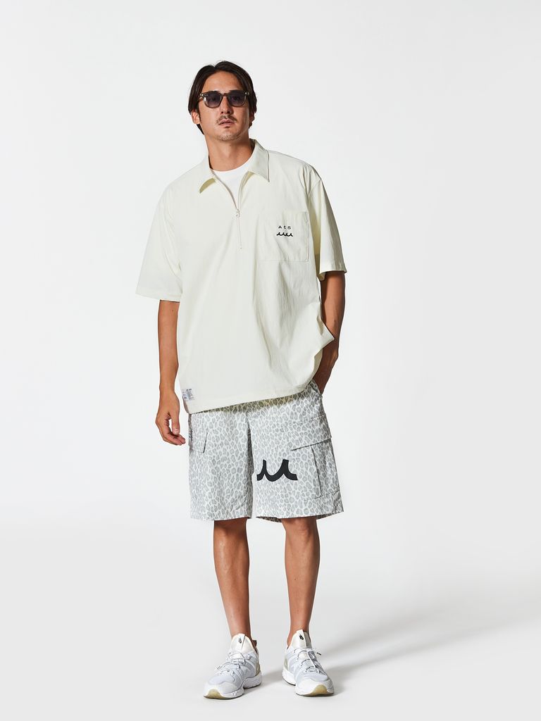 【国内買付】muta プルオーバー半袖シャツ muta - muta Half ZIP S/S Shirt / 撥水加工プルオーバーシャツ
