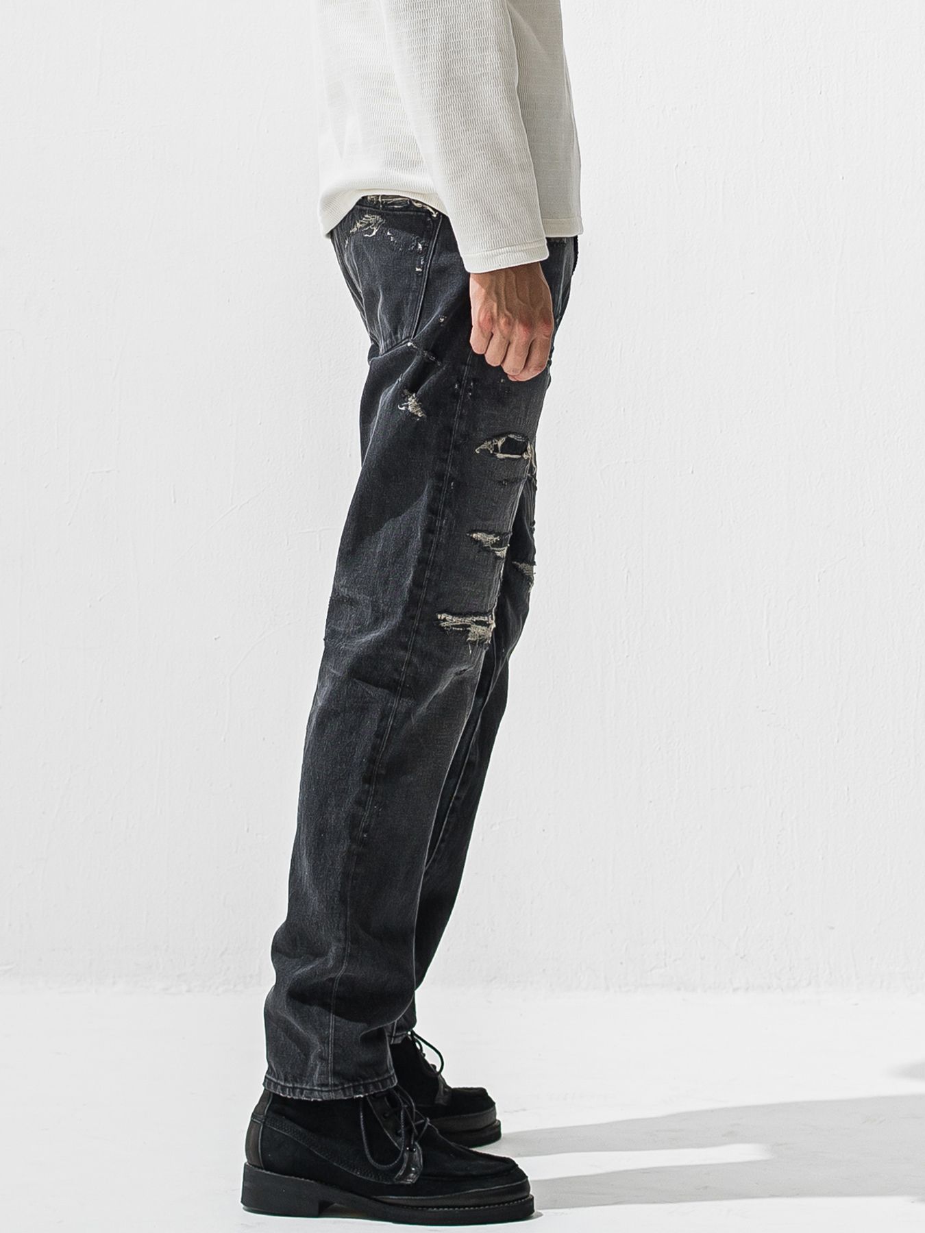 【予約品 9月6日(日) 締切】SCOTT JEANS / ライトオンスヴィンテージジーンズ / ブラック ユーズド