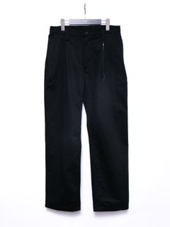 【予約品 4月6日(月) 締切】Cotton High-count Chino cloth Wide Tapered Pants / コットン ハイカウント チノクロス ワイドテーパードパンツ / ブラック