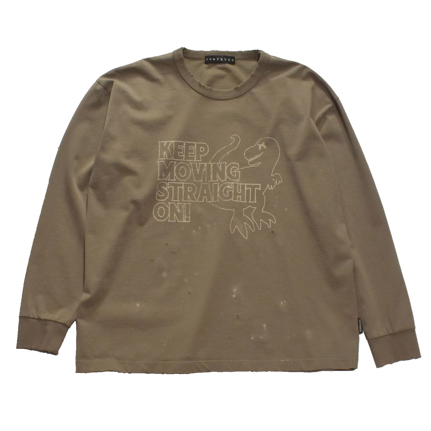 《予約品3月27日 23時55分締め》 DINOSAUR L/S / ロングTシャツ / ベージュ 【roarguns 】8月中入荷予定 - 1(S)