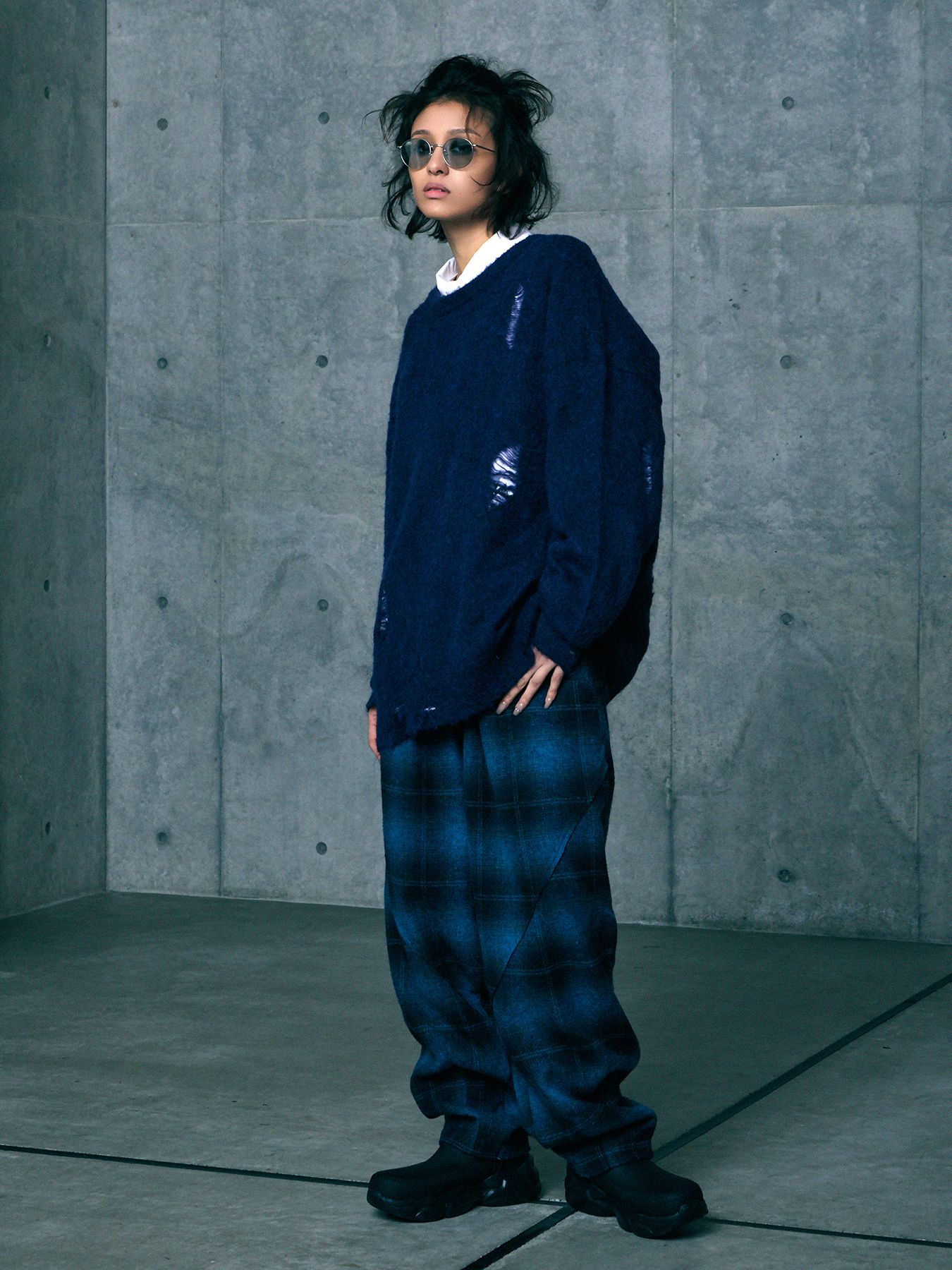 NANCY MOHAIR / モヘア クルーネックニット / NAVY
