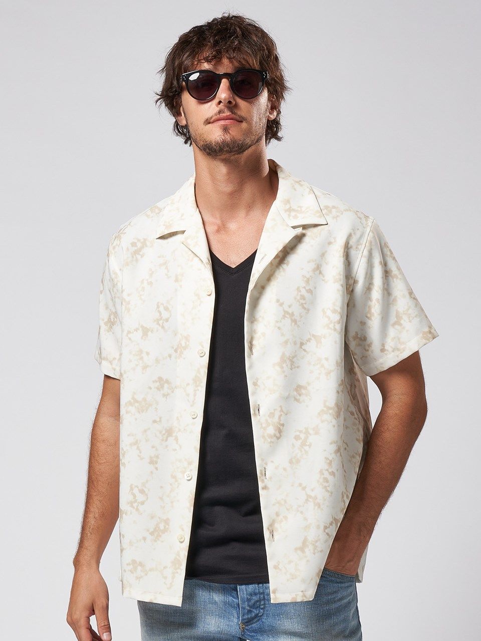 《予約品》 patterned s/s shirt / ハワイアンシャツ / ライトイエロー