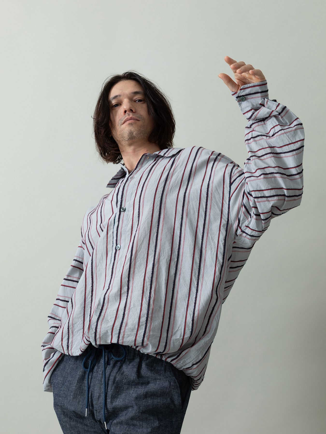 【予約品 2月1日(日) 締切】BORDERPULLOVER / オーバーサイズ プルオーバーシャツ / グレー