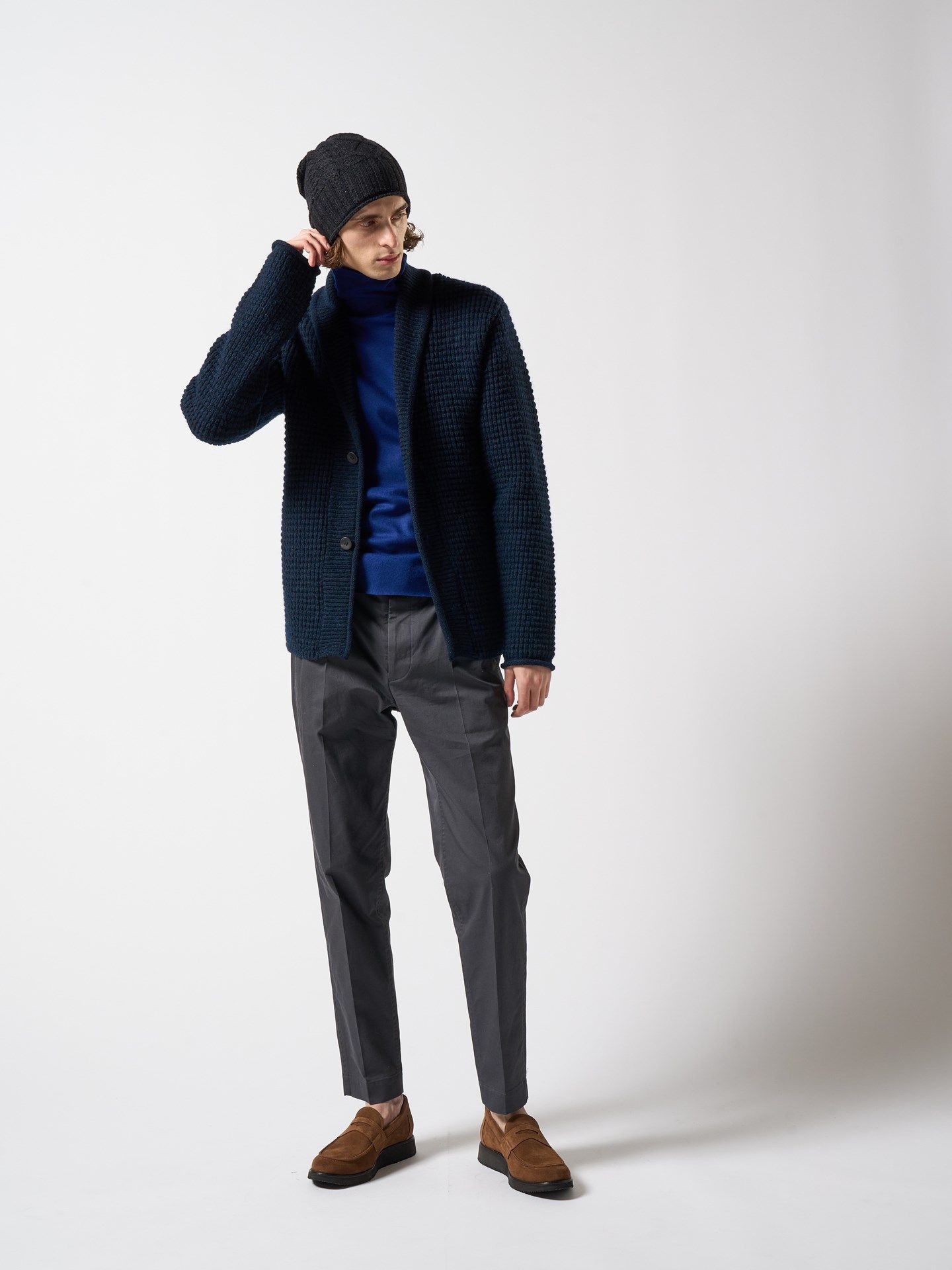 【予約品】 lomond shawl collar cardigan / カーディガン / ネイビー