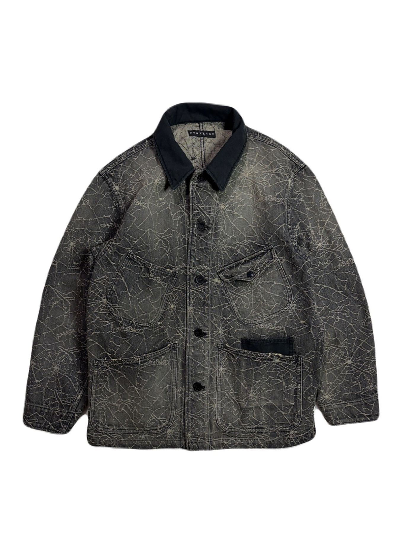 【予約品 3月9日(月) 18:00 締切】SPIDER JAQ DENIM JKT / スパイダー ジャガード デニム カバーオールジャケット / ブラック