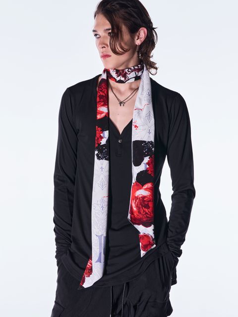 【予約品 6月29日(月) 締切】Goth Flora Suede Satin Stole / ストール / ホワイト