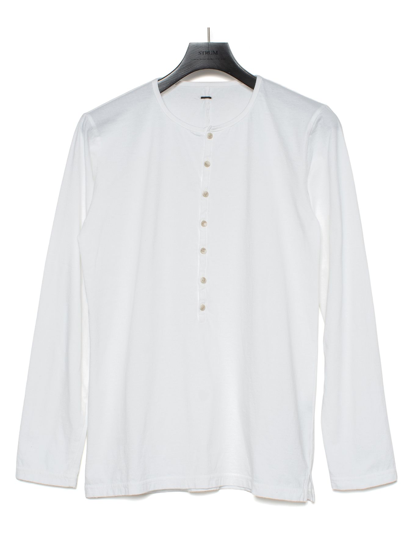 【予約品 9月27日(日) 締切】30/-ナチュラルソフト天竺 ロングスリーブ ヘンリーネック Tシャツ / WHITE