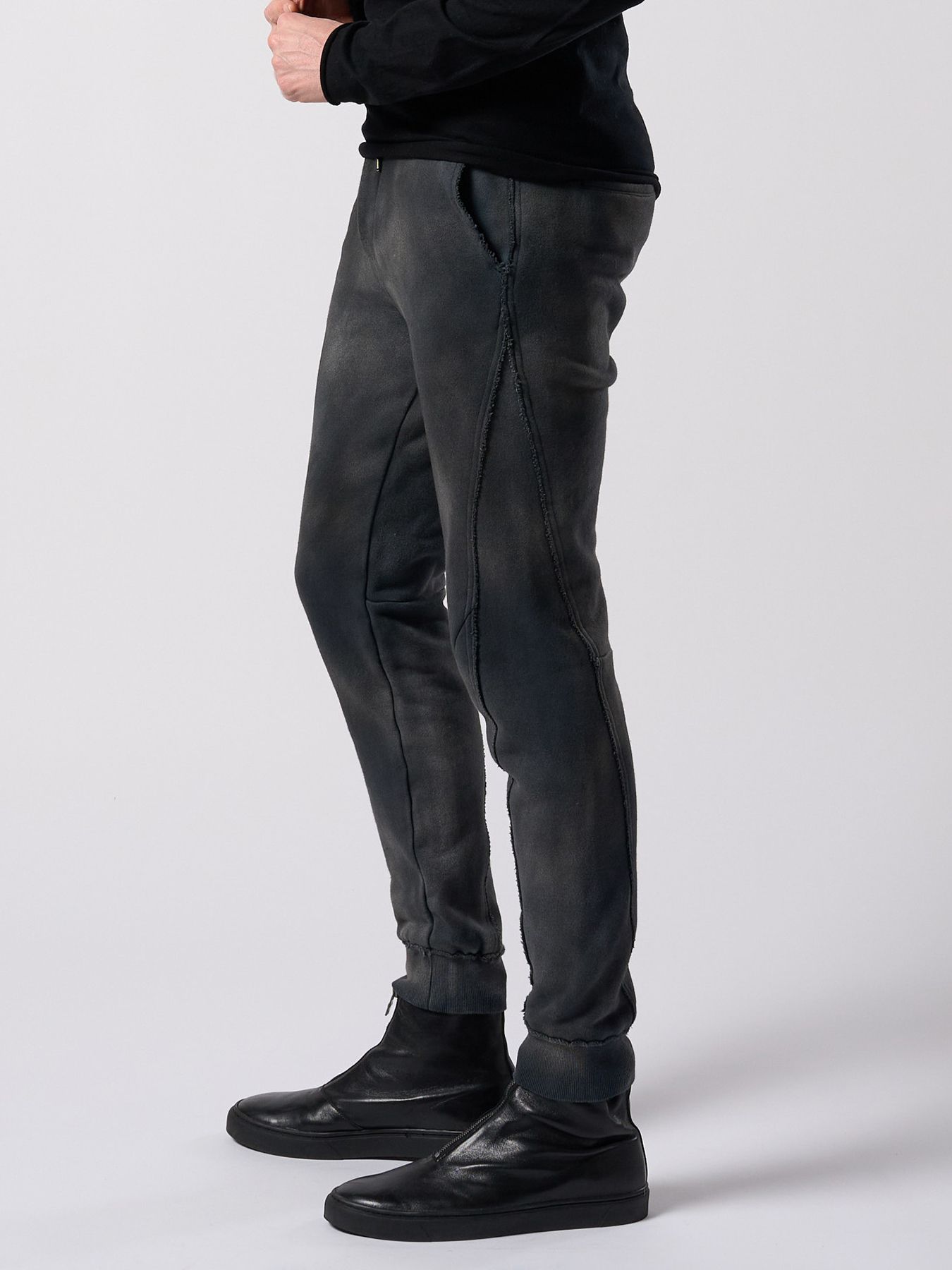 【予約品 4月19日(日) 18時締切】fade switching rib sweat pants / フェードスイッチング リブスウェットパンツ / フェードブラック