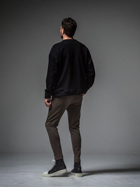 RC chenille velours fleece drop trainer / 裏起毛ロゴワッペントレーナー / ブラック 【RESOUND CLOTHING】