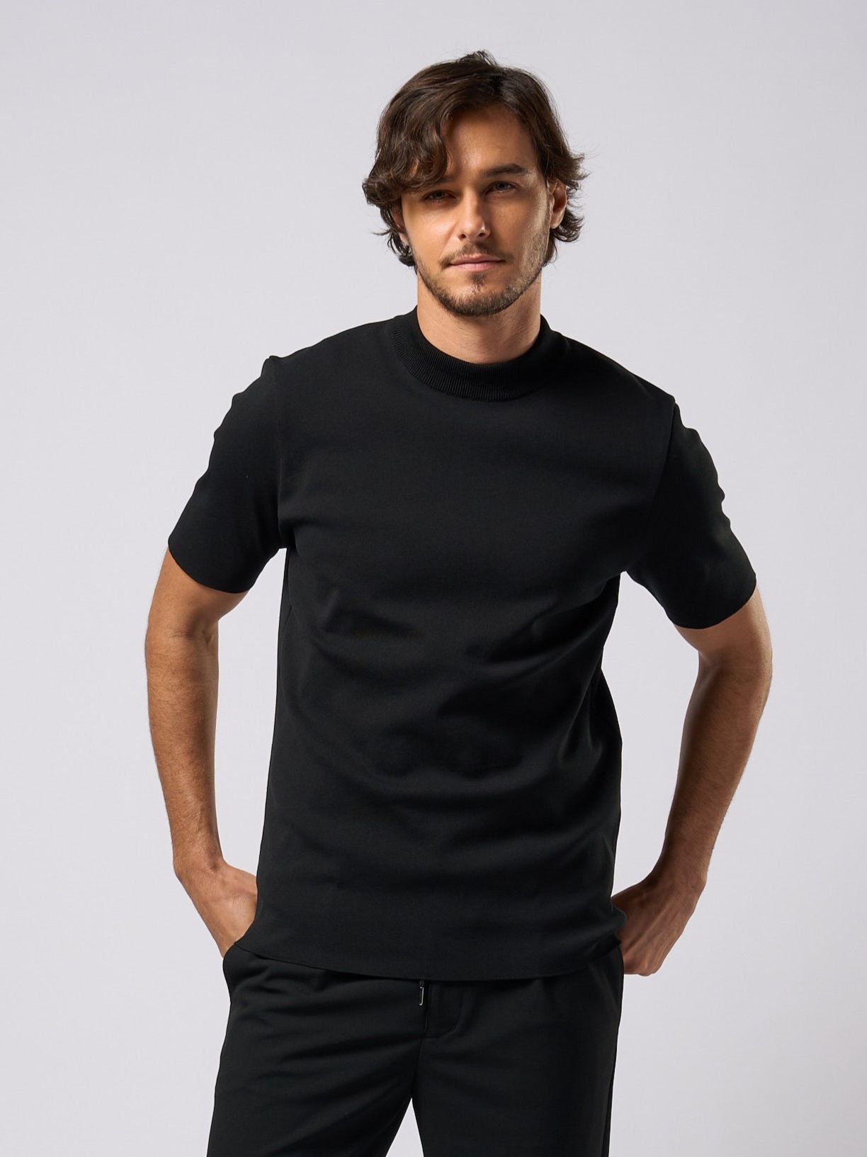 ct surf mock S/S / ニットソー / ブラック