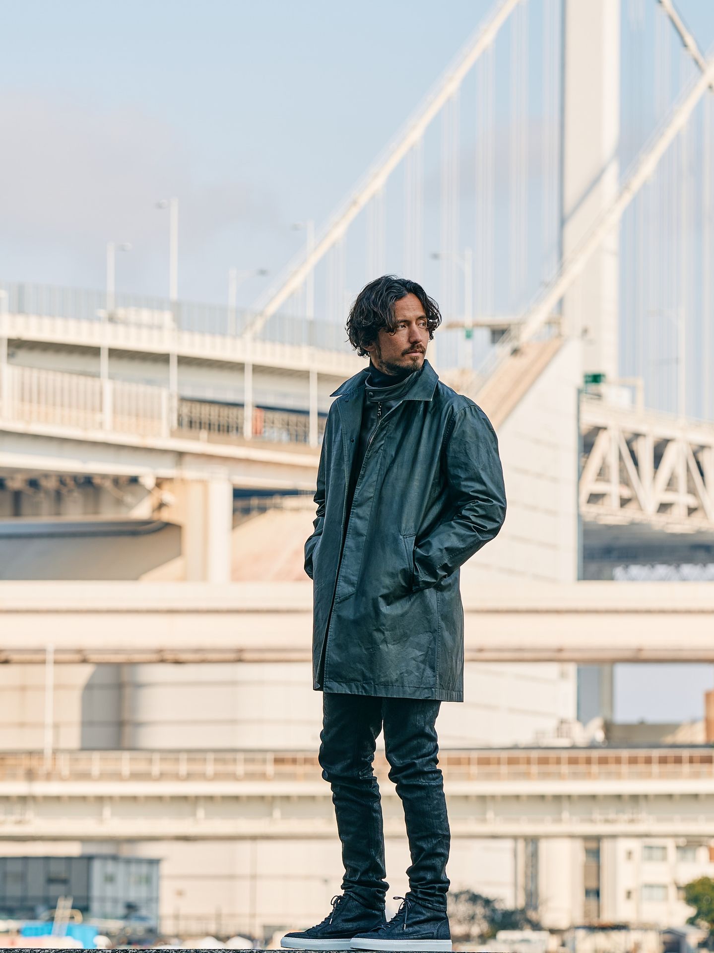 【予約品】 oild soutien collar coat / ステンカラーコート / カーキ